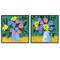 Stupell Industries Bright Flowers on Stripes 2pc Framed Giclee Wall Art Set Design by Regina Moore